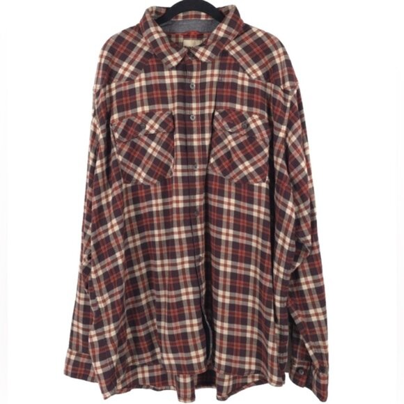 SIMMS ORGANIC COTTON Blend Plaid Long Sleeve Pockets Flannel Button up Shirt XXL - Picture 1 of 12